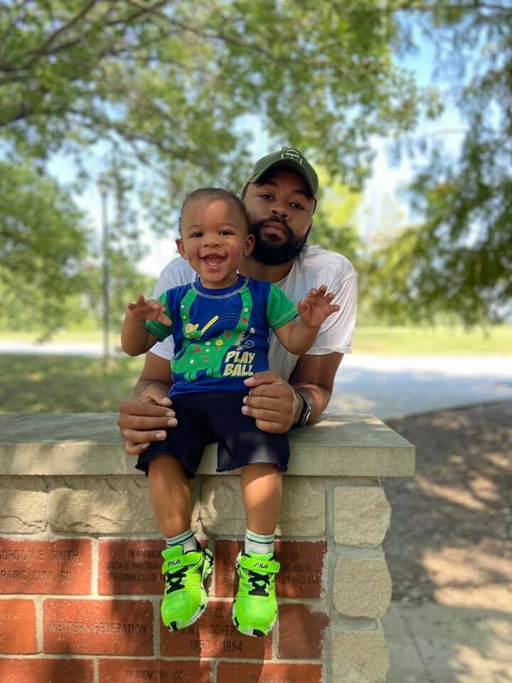 Caleb Wright and 2-year old son
